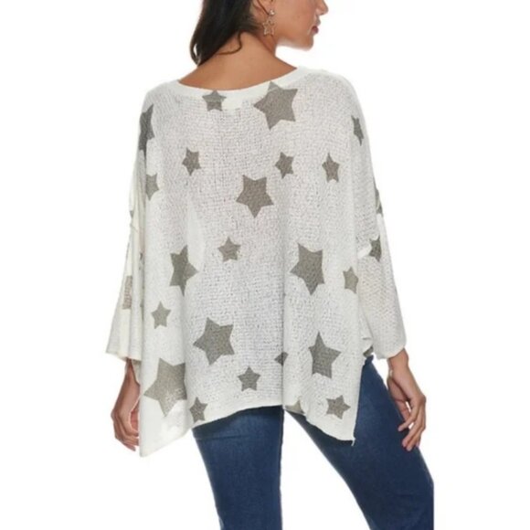 POL Oversized Star Dropped Shoulder Long Sleeve Knit Top Swim Cover-up Beachy - Picture 2 of 12